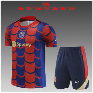 Kids Barcelona Short Training Suit Red – Blue 2024/25