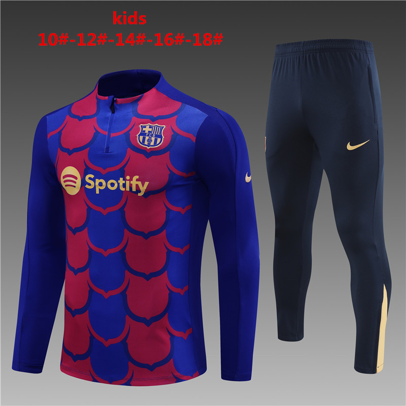 Kids Barcelona Training Suit Red – Blue 2024/25