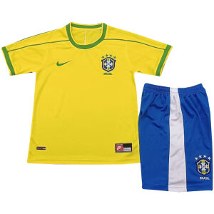 Kids Retro Brazil Home Jersey 1998