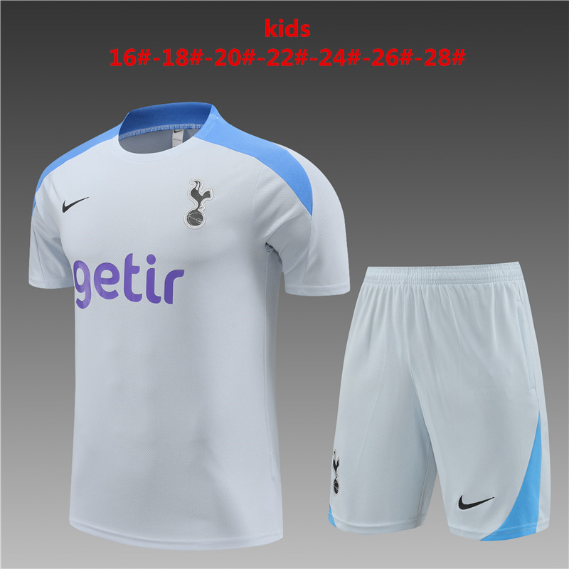 Kids Tottenham Hotspur Short Training Suit Light Grey 2024/25