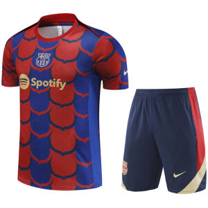 Mens Barcelona Short Training Suit Red – Blue 2024/25