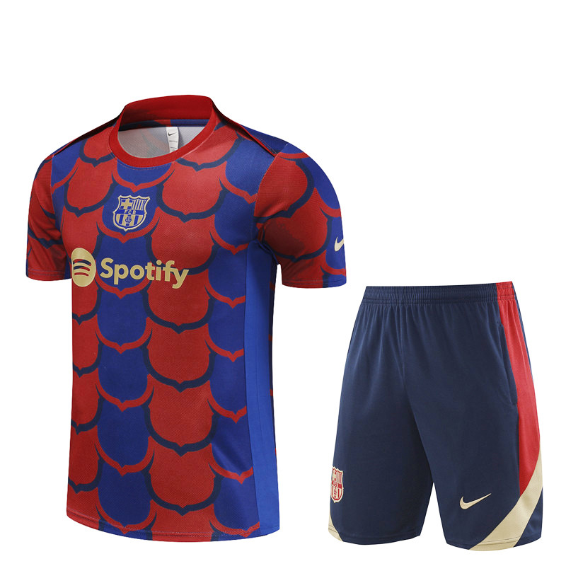 Mens Barcelona Short Training Suit Red – Blue 2024/25