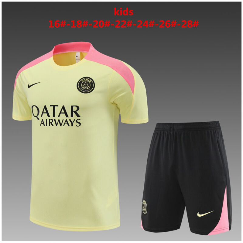 Kids PSG Short Training Suit Yellow 2024/25