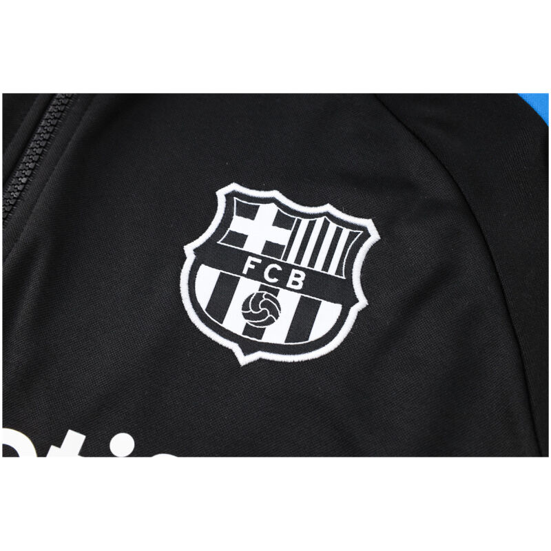 Mens Barcelona Hoodie Sweatshirt + Pants Training Suit Black 2024/25