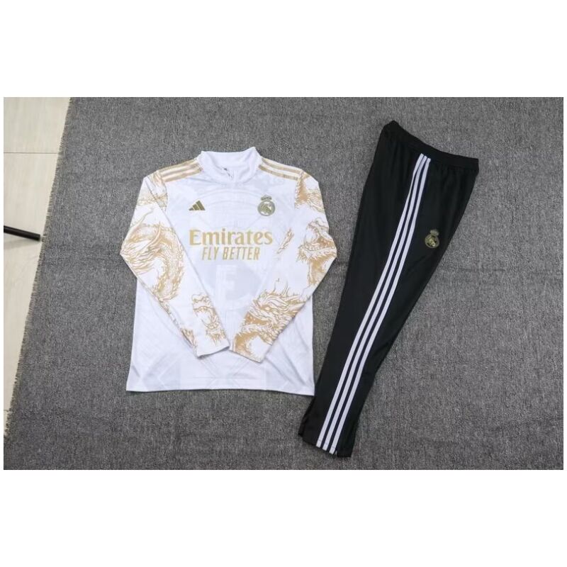 Mens Real Madrid Training Suit White-Gold 2024/25