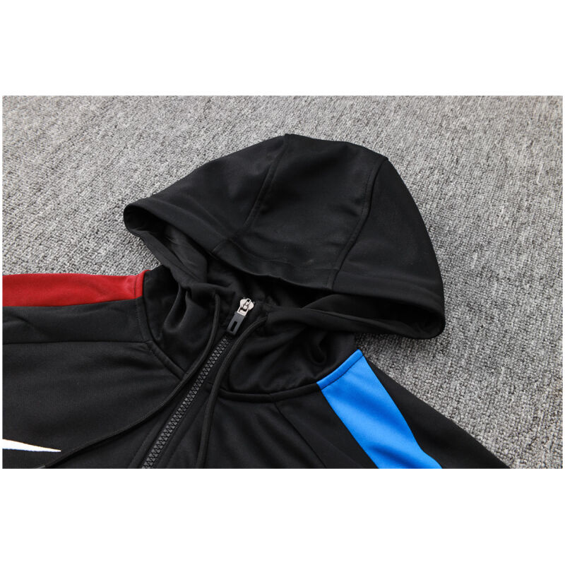 Mens Barcelona Hoodie Sweatshirt + Pants Training Suit Black 2024/25