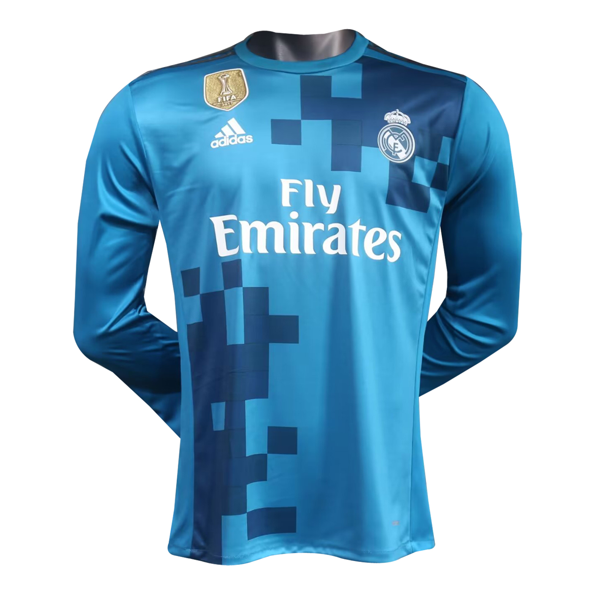 Mens Real Madrid Retro Away Authentic Long Sleeve Jersey 2017/18 – Match