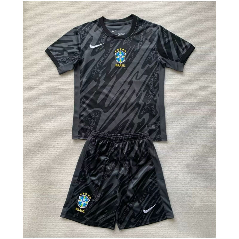Kids Brazil Black Goalkeeper Jersey 2024