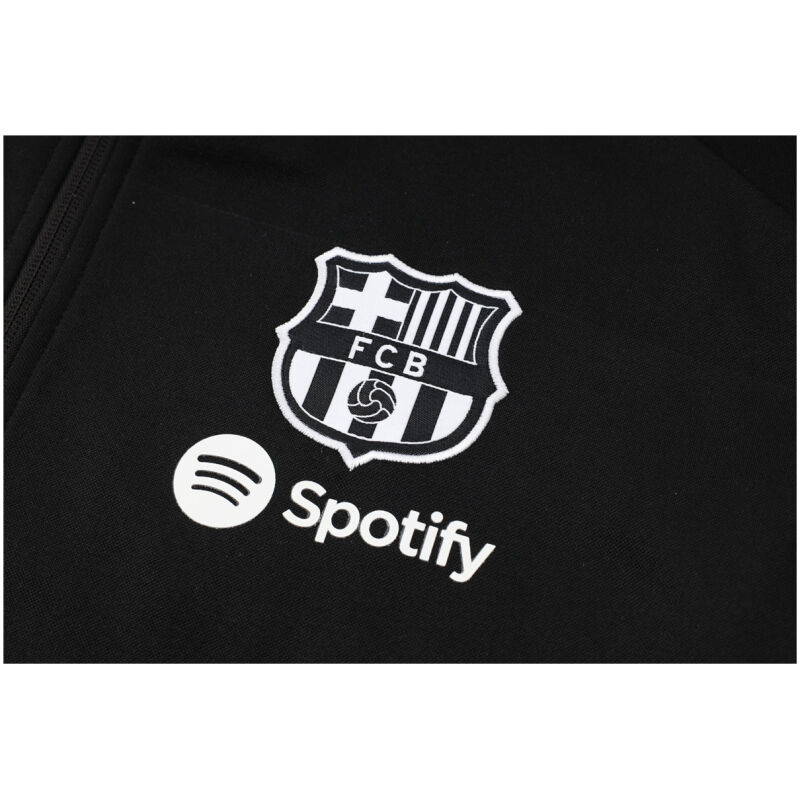 Mens Barcelona Hoodie Jacket + Pants Training Suit Black 2024/25