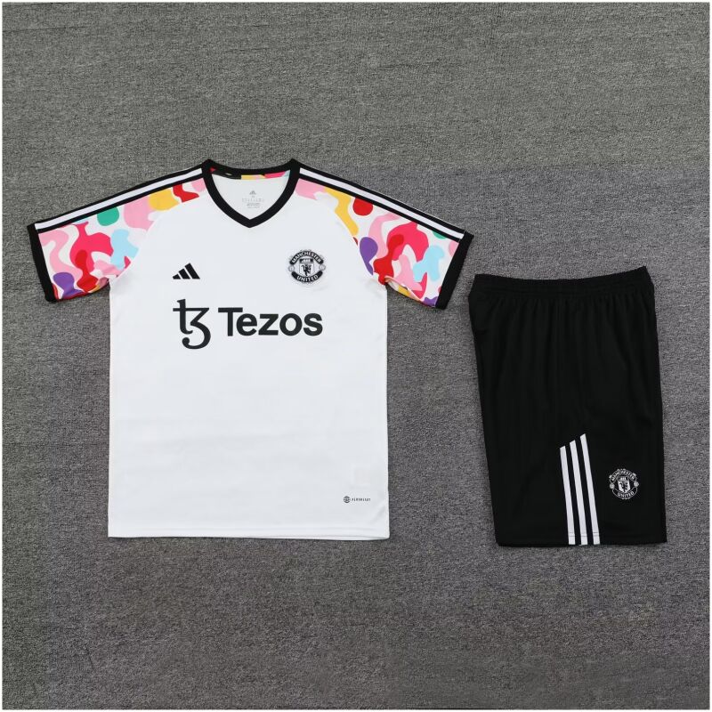 Mens Manchester United Short Training Suit White 2024/25