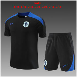 Kids Netherlands Short Training Suit Black 2024