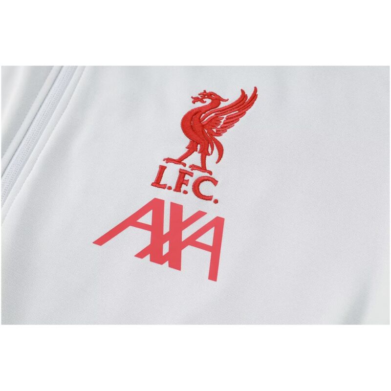 Mens Liverpool Hoodie Jacket + Pants Training Suit Light Grey 2024/25