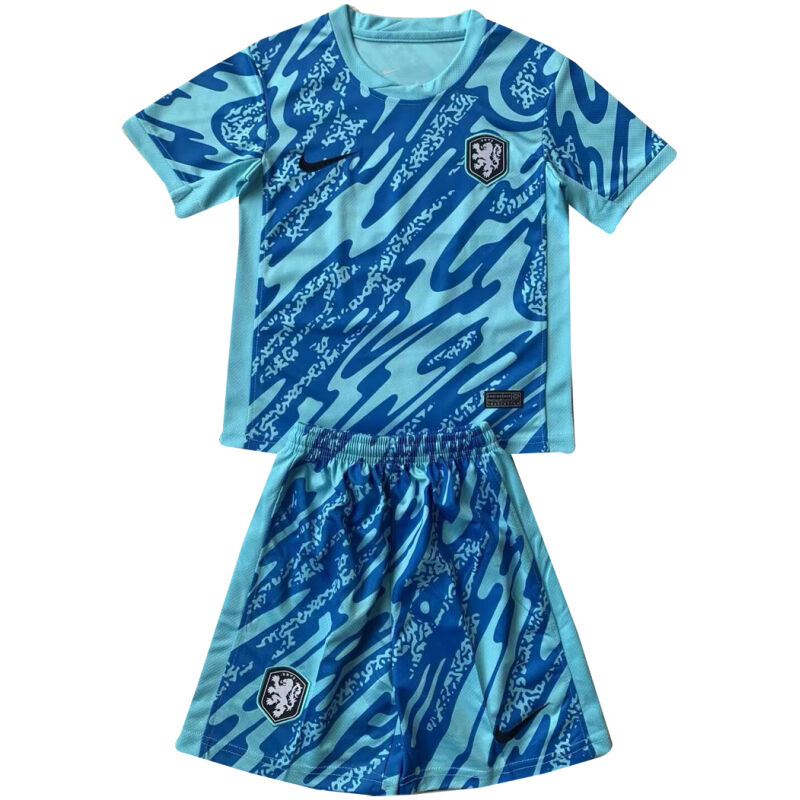Kids Netherlands Blue Goalkeeper Jersey 2024