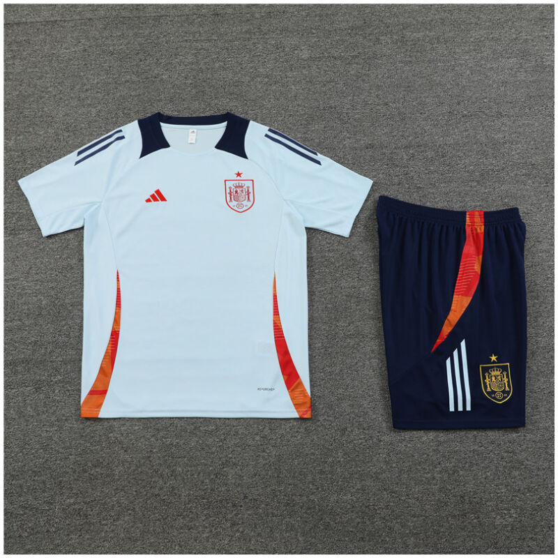 Mens Spain Short Training Suit Light Blue 2024