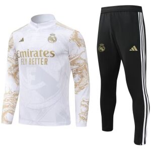 Mens Real Madrid Training Suit White-Gold 2024/25