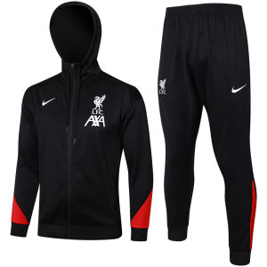 Mens Liverpool Hoodie Jacket + Pants Training Suit Black 2024/25
