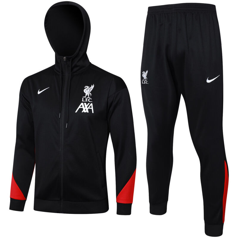Mens Liverpool Hoodie Jacket + Pants Training Suit Black 2024/25