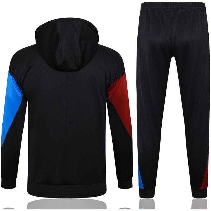 Mens Barcelona Hoodie Jacket + Pants Training Suit Black 2024/25
