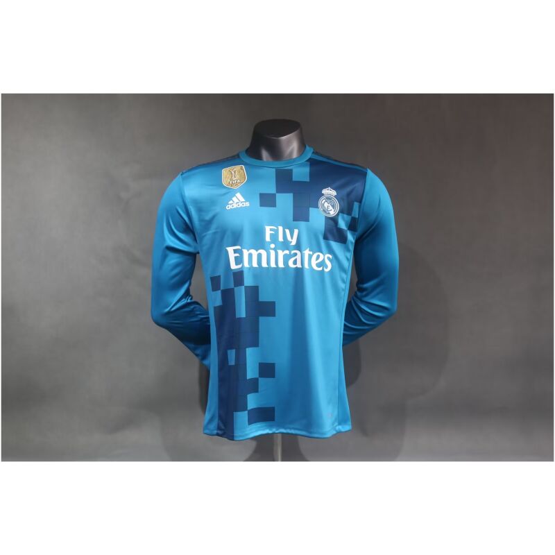 Mens Real Madrid Retro Away Authentic Long Sleeve Jersey 2017/18 – Match