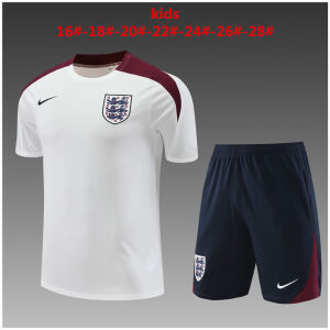 Kids England Short Training Suit White 2024