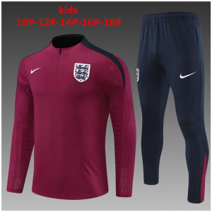 Kids England Training Suit Burgundy 2024