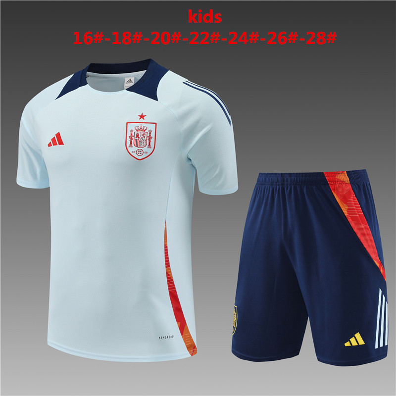 Kids Spain Short Training Suit Light Blue 2024