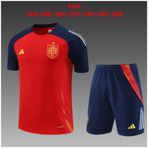 Kids Spain Short Training Suit Red 2024
