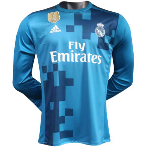 Mens Real Madrid Retro Away Authentic Long Sleeve Jersey 2017/18 – Match