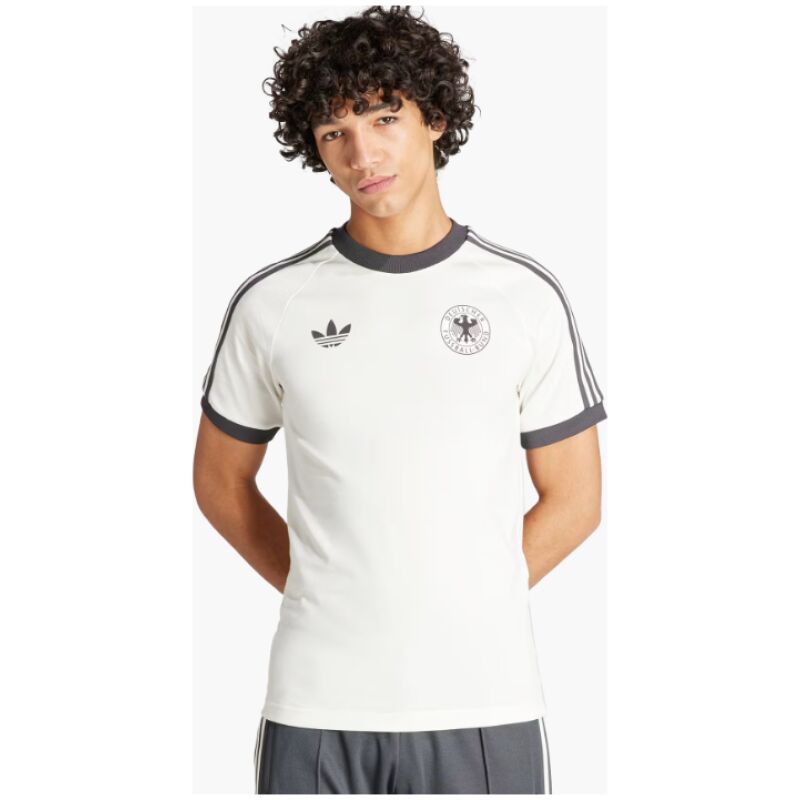 Mens Adidas Originals Germany Jersey 3 Stripes Pure Cotton White Shirt 2024 – Match