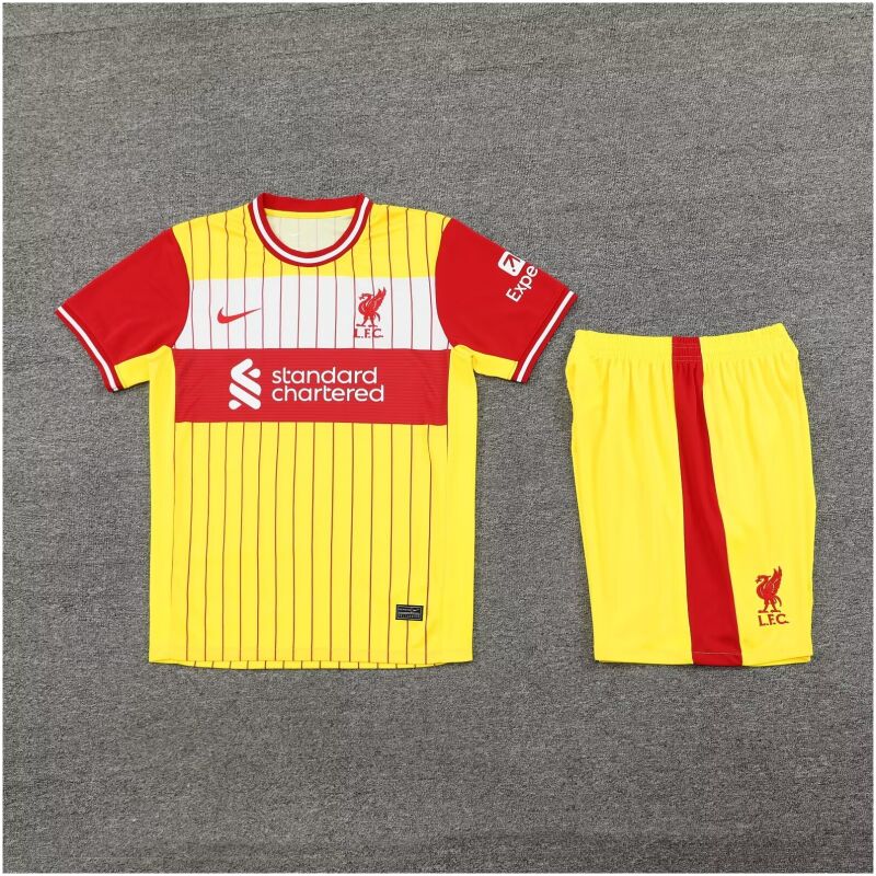 Mens Liverpool Short Training Suit Yellow 2024/25