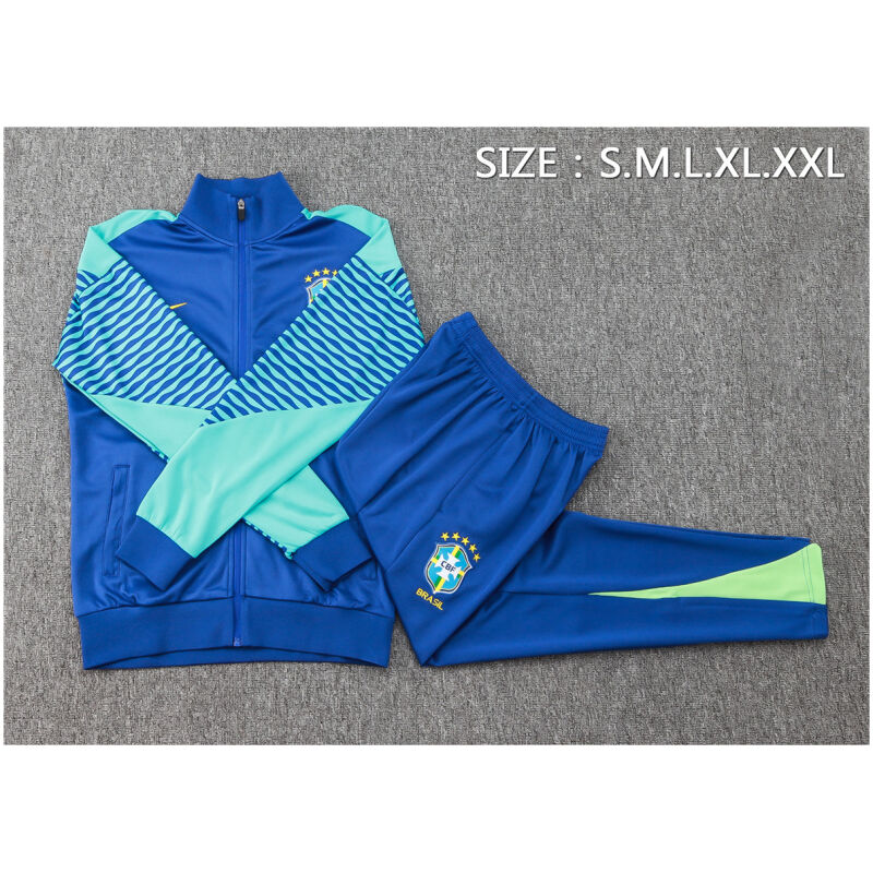 Mens Brazil Jacket + Pants Training Suit Blue 2024