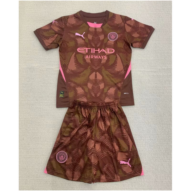 Kids Manchester City Goalkeeper Coffee Jersey 2024/25