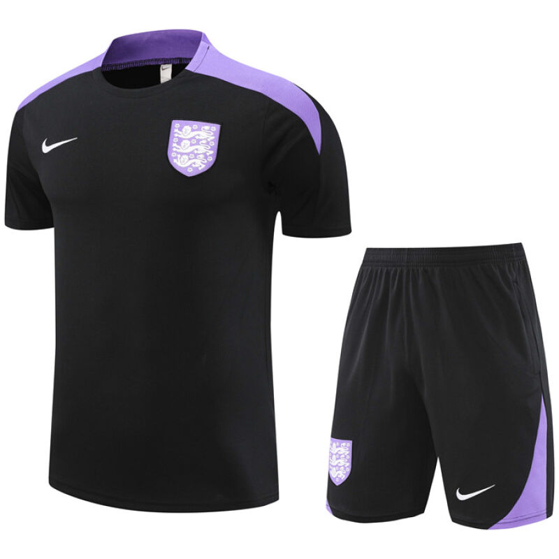 Männer England Kurzer Trainingsanzug Schwarz 2024