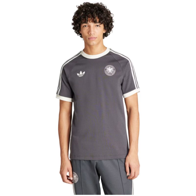 Mens Adidas Originals Germany Jersey 3 Stripes Pure Cotton Black Shirt 2024 – Match
