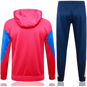 Mens Barcelona Hoodie Jacket + Pants Training Suit Red 2024/25