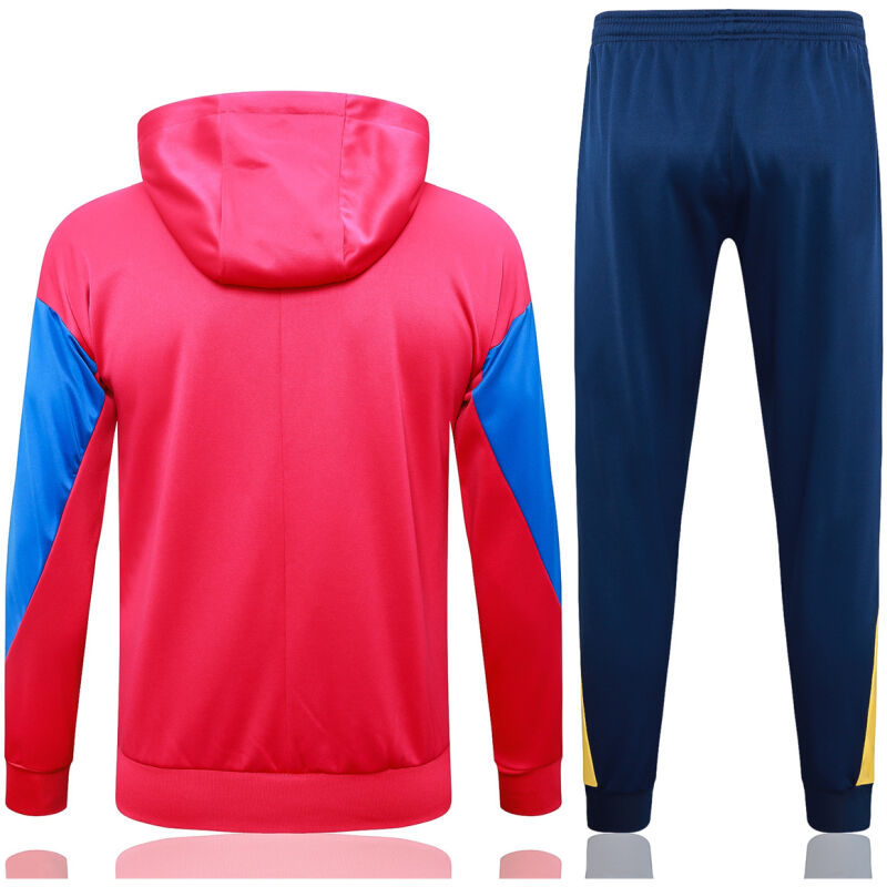 Mens Barcelona Hoodie Jacket + Pants Training Suit Red 2024/25