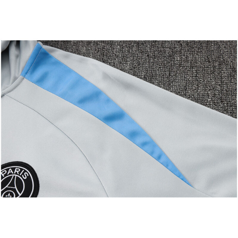 Mens PSG Hoodie Sweatshirt + Pants Training Suit Light Grey 2024/25