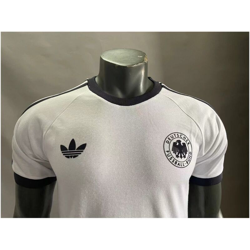 Mens Adidas Originals Germany Jersey 3 Stripes Pure Cotton White Shirt 2024 – Match