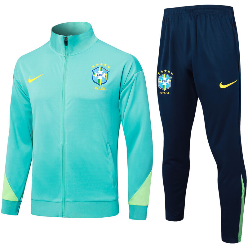 Mens Brazil Jacket + Pants Training Suit Green 2024
