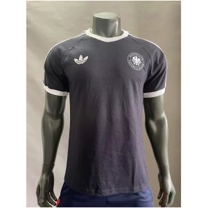 Mens Adidas Originals Germany Jersey 3 Stripes Pure Cotton Black Shirt 2024 – Match