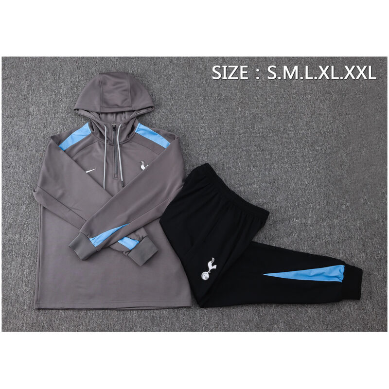 Mens Tottenham Hotspur Hoodie Sweatshirt + Pants Training Suit Dark Grey 2024/25