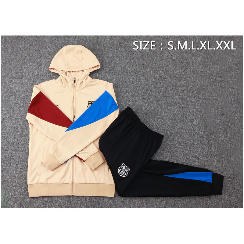 Mens Barcelona Hoodie Jacket + Pants Training Suit Gold 2024/25