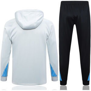 Mens PSG Hoodie Sweatshirt + Pants Training Suit Light Grey 2024/25
