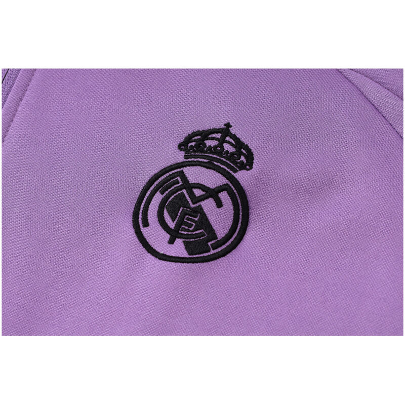 Mens Real Madrid Hoodie Jacket + Pants Training Suit Purple 2024/25
