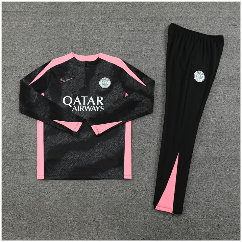 Kids PSG Training Suit Black – Pink 2024/25