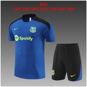 Kids Barcelona Short Training Suit Blue 2024/25