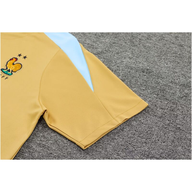 Mens France Short Training Suit Gold 2024