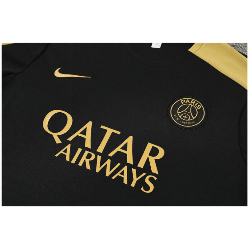 Mens PSG Short Training Suit Black – Gold 2024/25