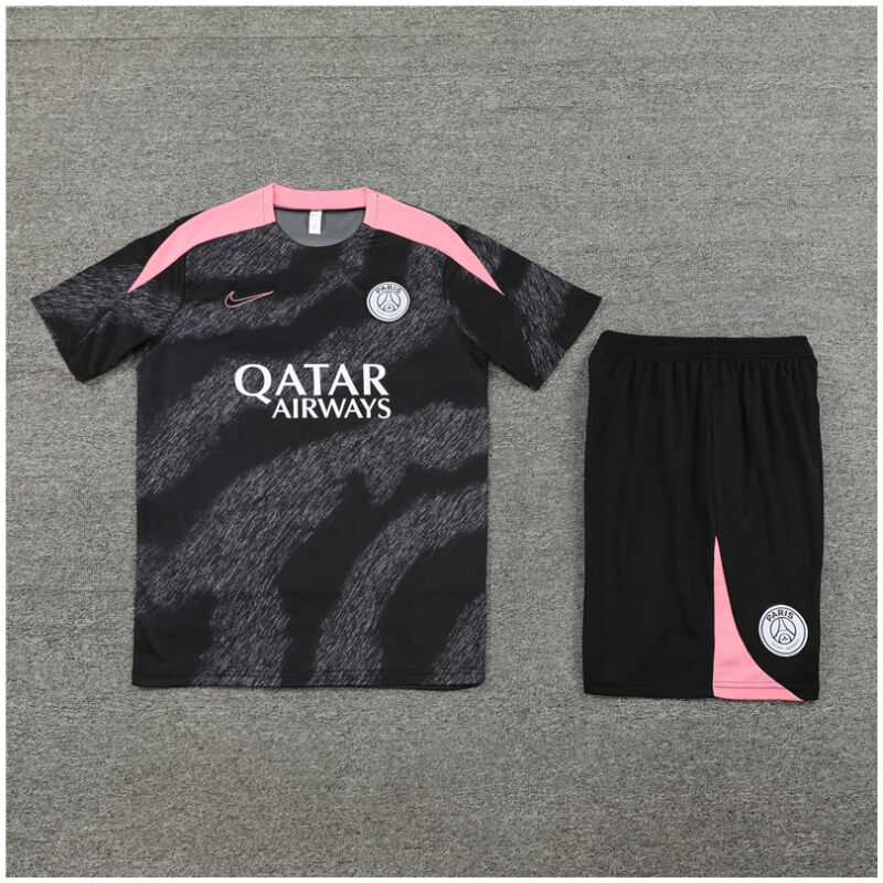 Kids PSG Short Training Suit Black – Pink 2024/25