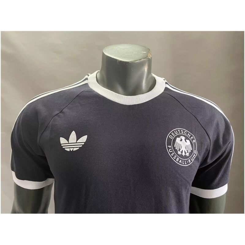 Mens Adidas Originals Germany Jersey 3 Stripes Pure Cotton Black Shirt 2024 – Match